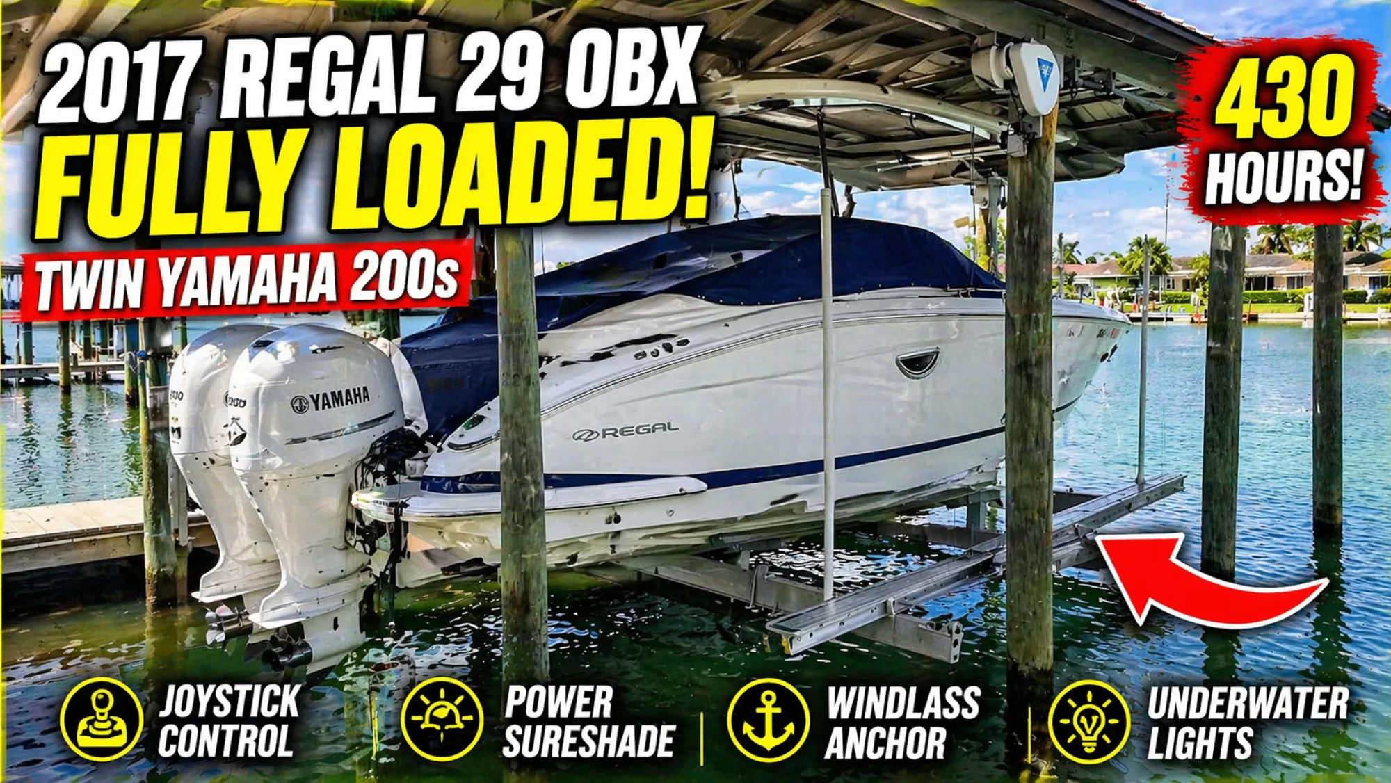 2017 Regal 29 OBX – Twin Yamaha 200s – Joystick – Loaded & Turn-Key